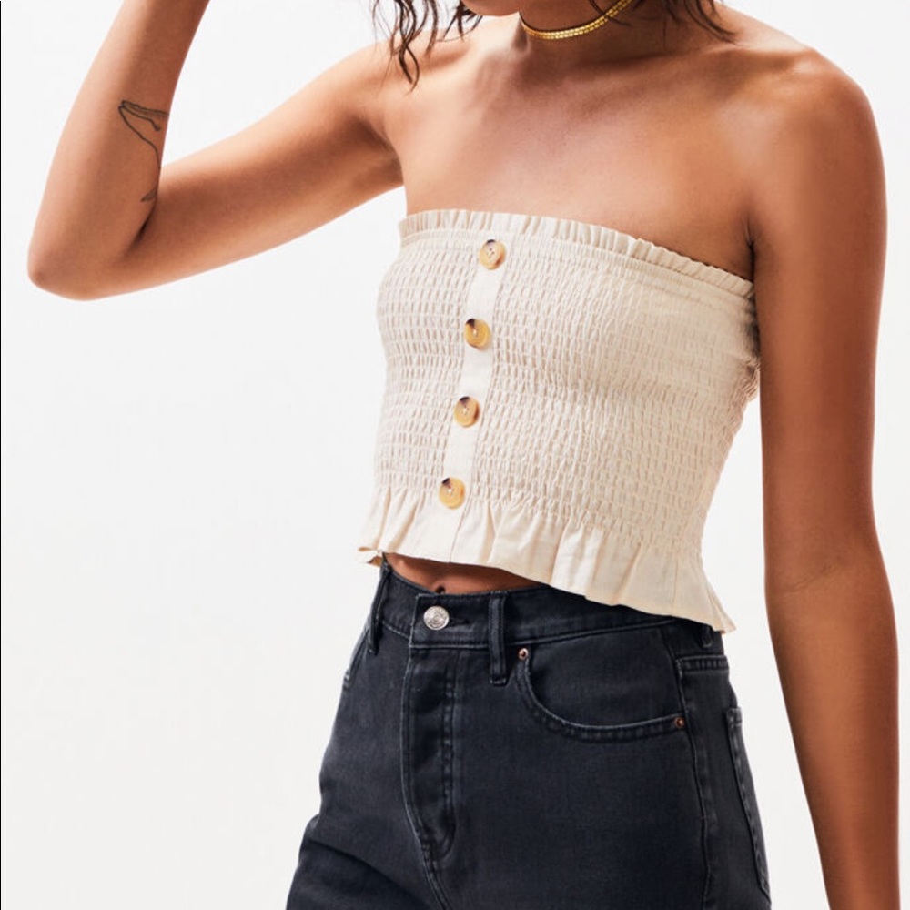 LA Hearts Smocked Button Up Tube Top Size Small
